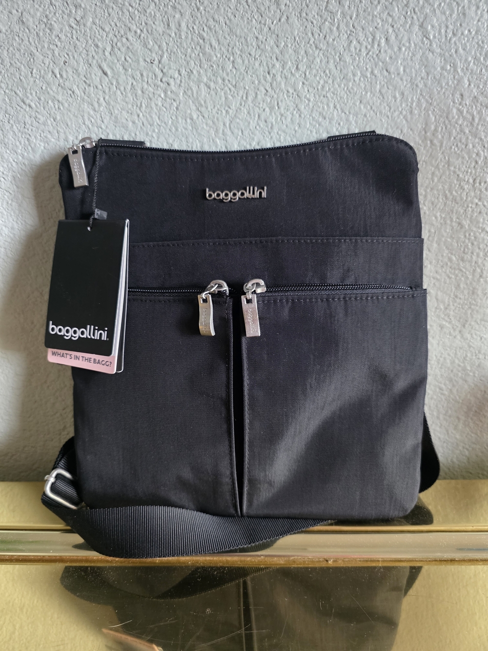 baggallini Black Crossbody Bag - Compact Everyday Shoulder Bag